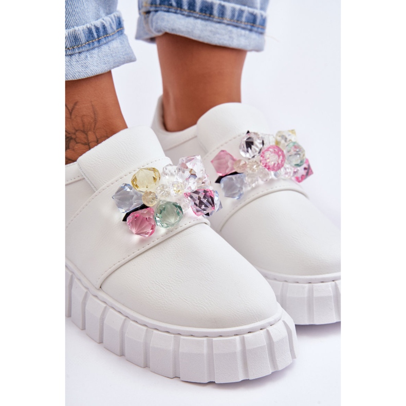 PS1 Divatos bebújós sportcipő fehér Desire díszítéssel 2