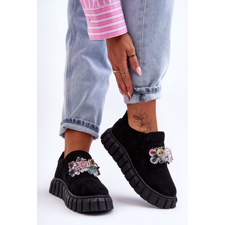 PS1 Divatos bebújós sportcipő fekete Desire díszítéssel 1