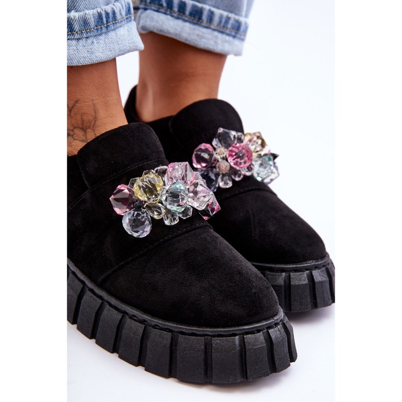 PS1 Divatos bebújós sportcipő fekete Desire díszítéssel 2