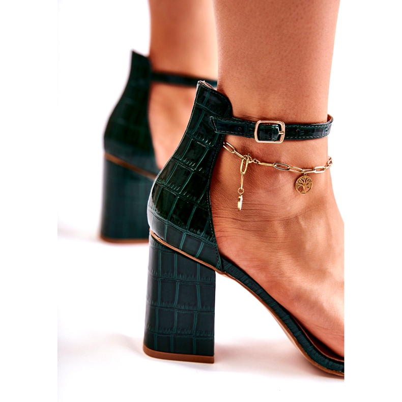 Női kígyó szandál zöld minta 2