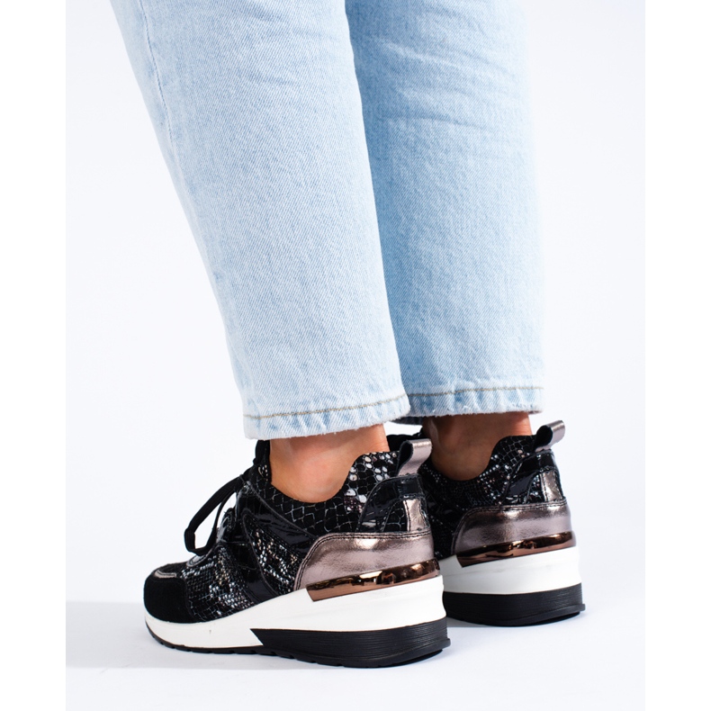 Goodin Snake Print bőr cipők fekete 2