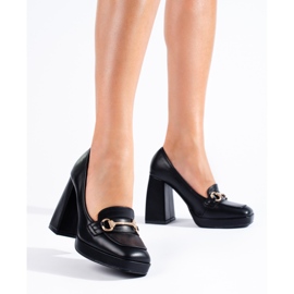 Shelovet fekete blokk sarokpumpák 1