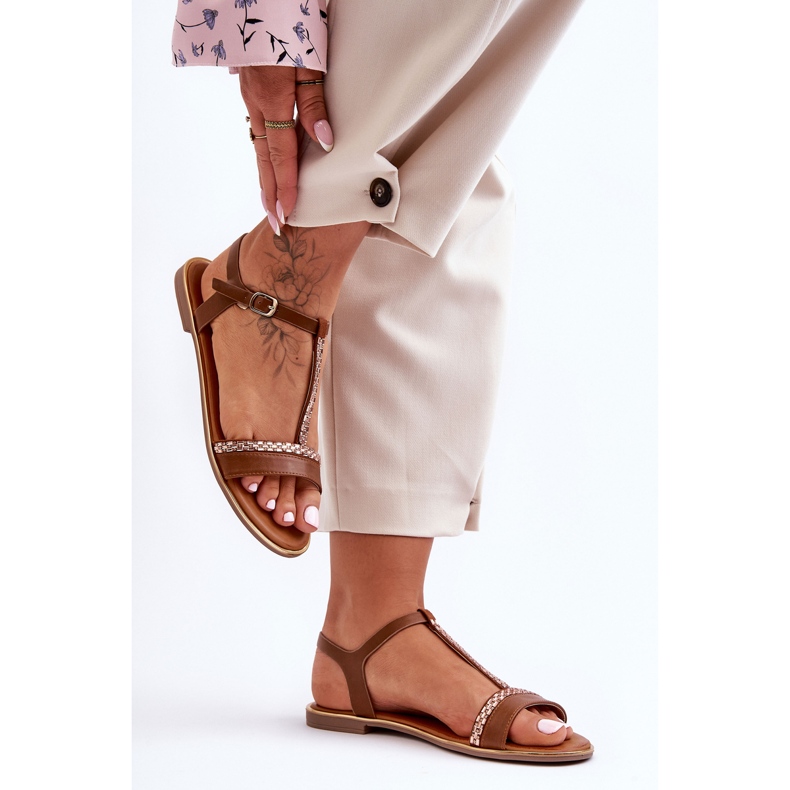 Női barna Penna Cubic cirkónia szandál 1