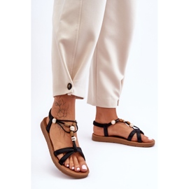 PG1 Női díszített csillogó szandál fekete Midol 2