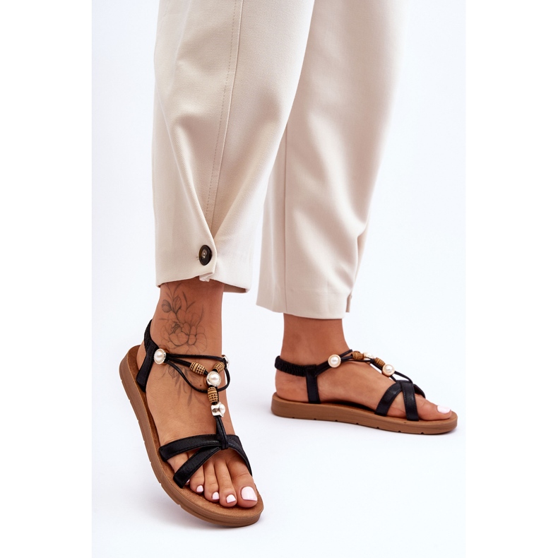 PG1 Női díszített csillogó szandál fekete Midol 2