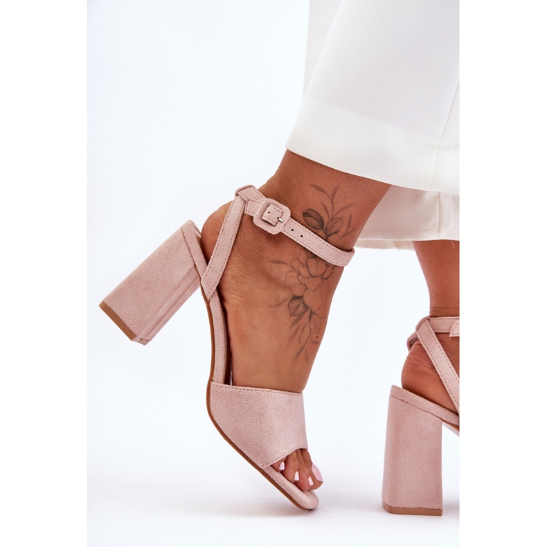 Nude Harriet Suede magassarkú szandál rózsaszín 2