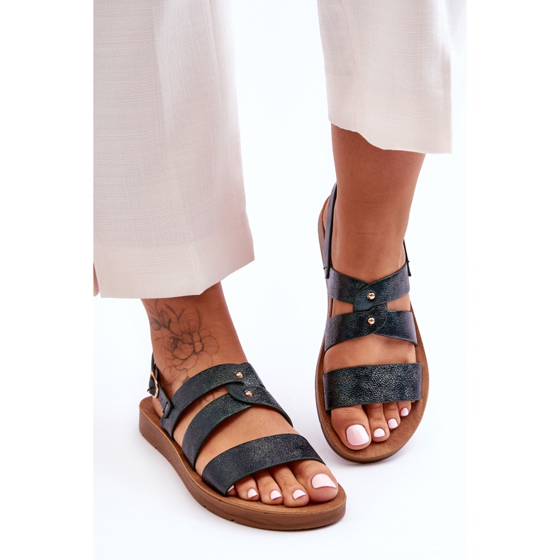 PG1 Női fényes szandál sötétzöld Catalia 2