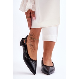 PG1 Bőr balerinák szegecsekkel, fekete Laroshe 1
