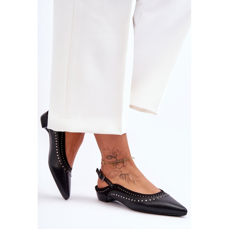 PG1 Bőr balerinák szegecsekkel, fekete Laroshe 2