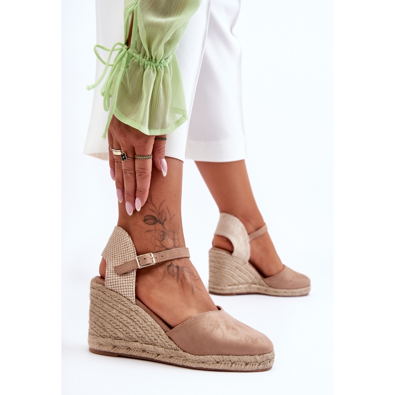 PG1 Suede Wedge Sandals Beige Selfoss bézs 1