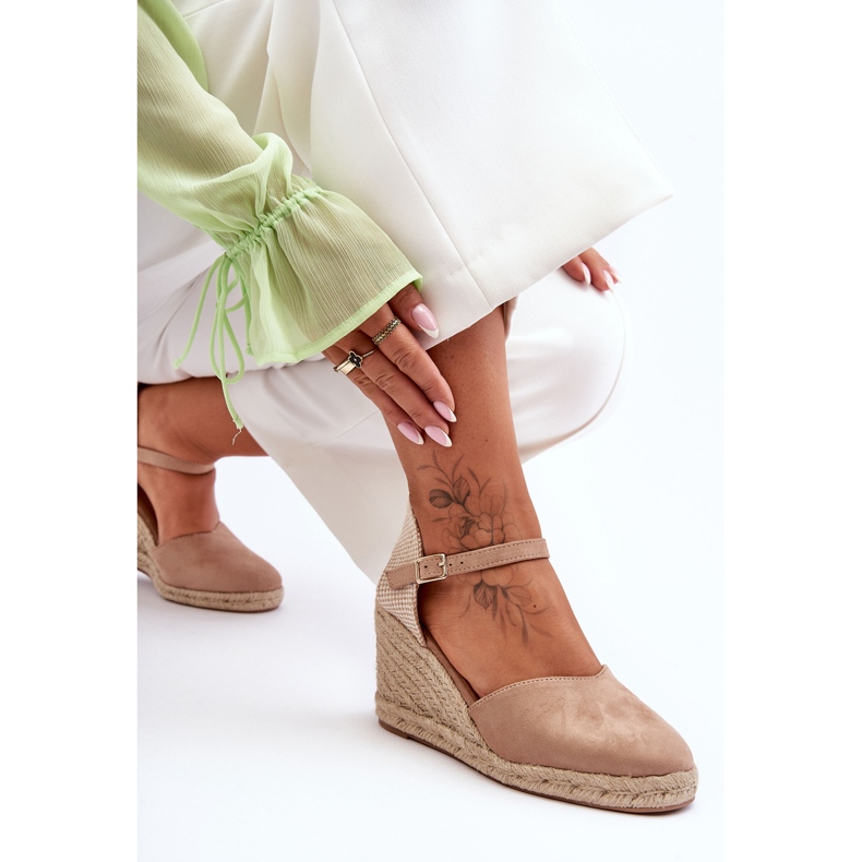 PG1 Suede Wedge Sandals Beige Selfoss bézs 2