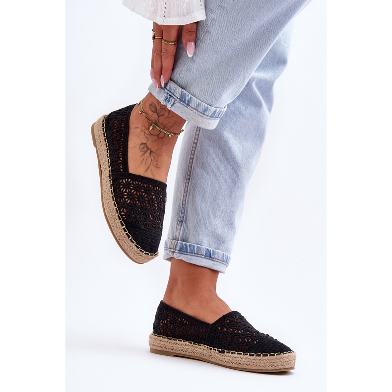PG1 Női áttört Espadrilles Black One Lover fekete 1