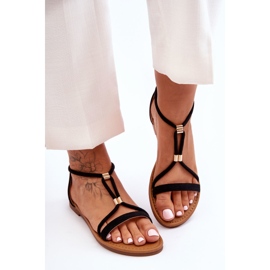 PG1 Női lapos cipzáras szandál, fekete Jullie 2