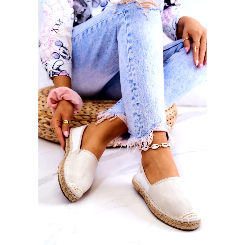 Női klasszikus espadrillák Big Star JJ274951 fehér-szürke 4