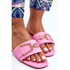 Klasszikus női papucs rózsaszín lenyűgöző díszítéssel 2