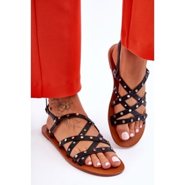 Női szandál díszekkel, Fekete Alemona 2