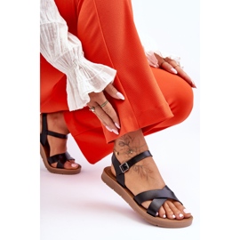 Klasszikus fekete talisma női bőr szandál 2