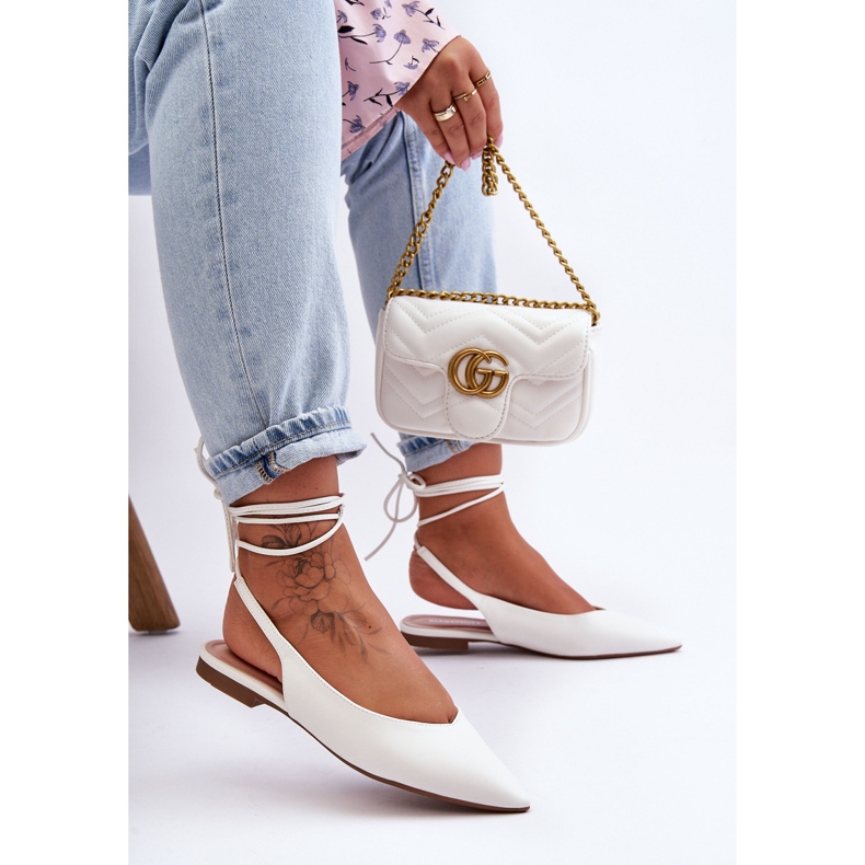 PG1 Női fűzős balerina fehér Lilly Ann 1