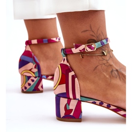 STEPHAN Mintás szatén magassarkú szandál Red Mix Inspire Me! sokszínű 3