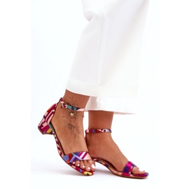 STEPHAN Mintás szatén magassarkú szandál Red Mix Inspire Me! sokszínű 4