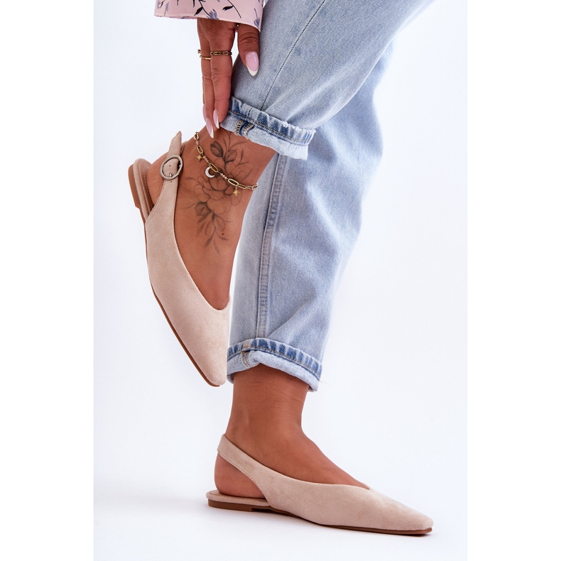 PS1 Kenra női bézs velúr balerinák 2