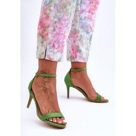 Velúr klasszikus Tossa magassarkú szandál zöld 2