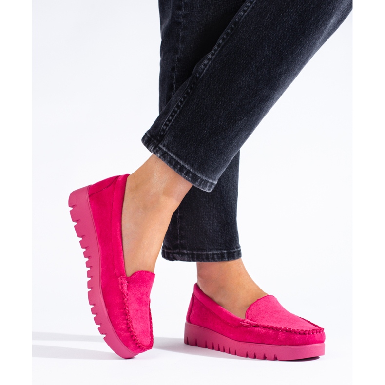 W. Potocki Felcsúsztatható rózsaszín velúr mokaszinok vastag talppal a Potockitól 2