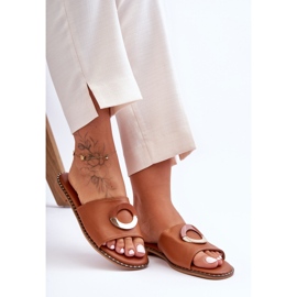 Női barna Sherry díszítésű papucs 2