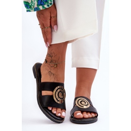 Divatos papucs tükrös díszítéssel, fekete mély lélegzettel 1 Divatos papucs tükrös díszítéssel, fekete mély lélegzettel 1