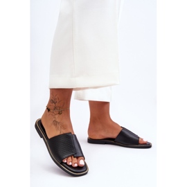 Női fekete Harmony bőr papucs 2