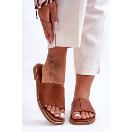 Női Camel Harmony bőr papucs barna 2