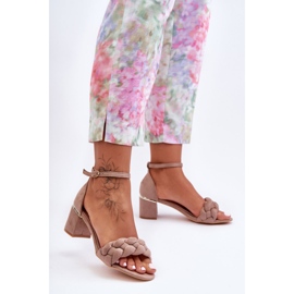 PS1 Sötétbézs Essenza velúr fonott szandál 1