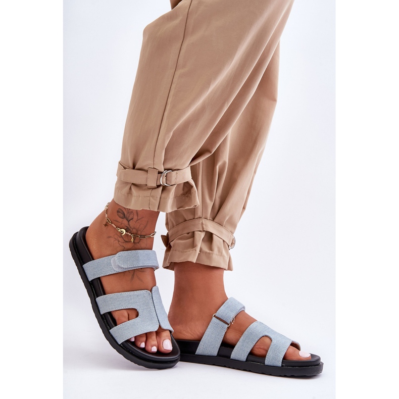 FJ1 Női szövet tépőzáras papucs világoskék Jose 1