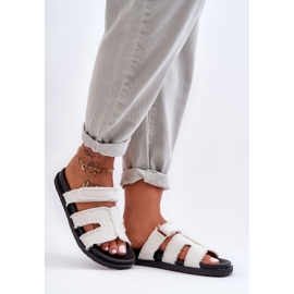 Női tépőzáras szövet papucs fehér Lamirose 1