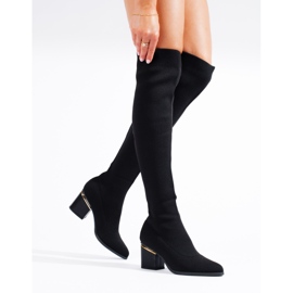 Fekete női textil Shelovet Thigh Highs 1