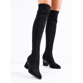 Fekete női textil Shelovet Thigh Highs 2