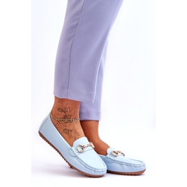 Klasszikus Bőr Loafers Világoskék Verona 4