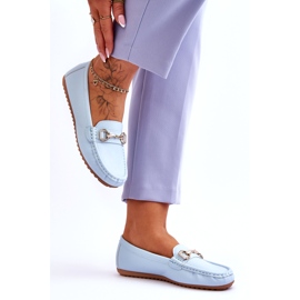 Klasszikus Bőr Loafers Világoskék Verona 2