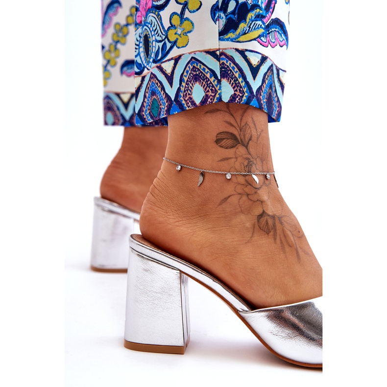 Ezüst öko-lebális öko-bőr papucs 4