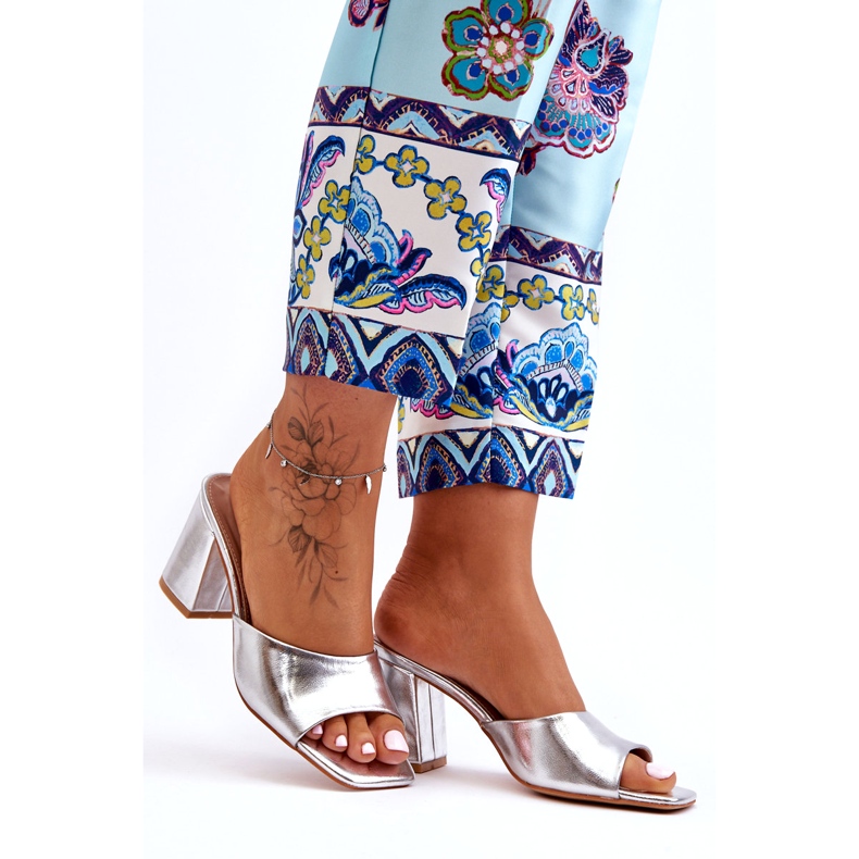 Ezüst öko-lebális öko-bőr papucs 6