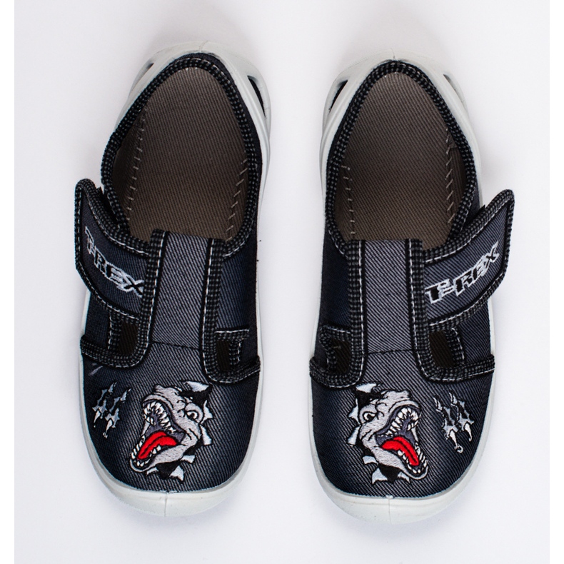 SHELOVET Tépőzáras papucs fiú 3F dinoszaurusz számára fekete 1