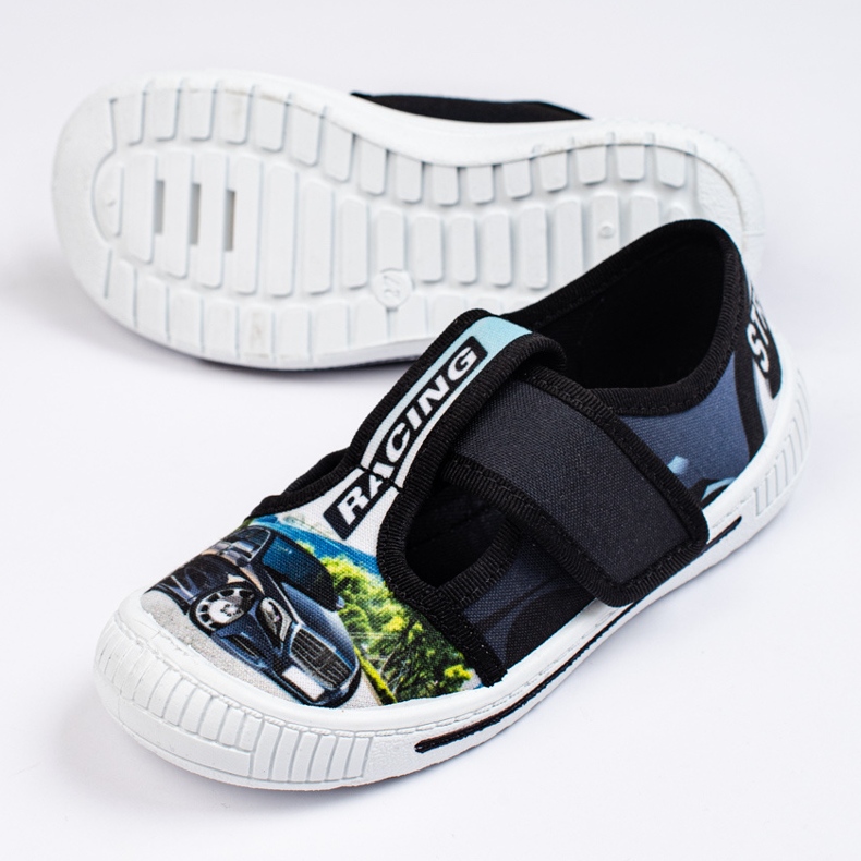 SHELOVET Gyermek papucs 3F autóval fekete 1