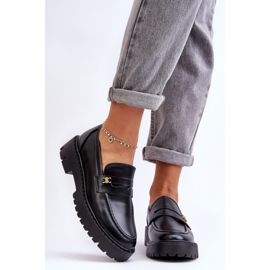 PS1 Bőr mokaszin fekete Esperta díszítéssel 1