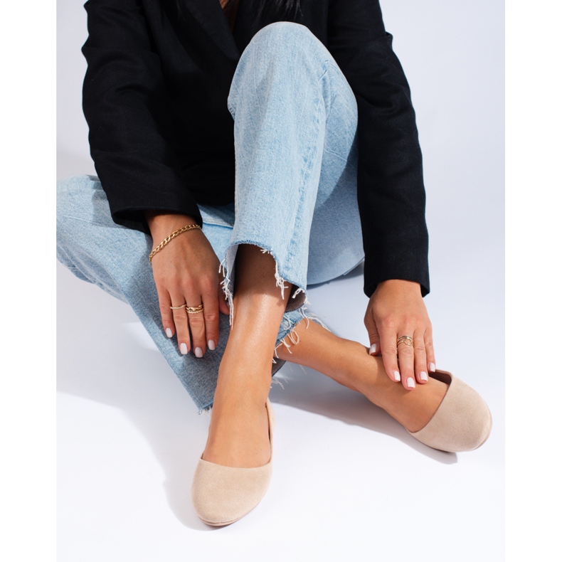 Kényelmes velúr balerinák bézs 1