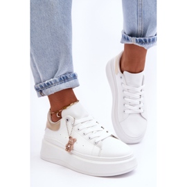 PS1 Női sportcipők hatalmas platformon, fehér és arany Mariell 1