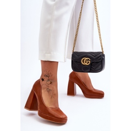 Camel Rosalia Chunky Heels bőrpumpák barna 2 Camel Rosalia Chunky Heels bőrpumpák barna 2