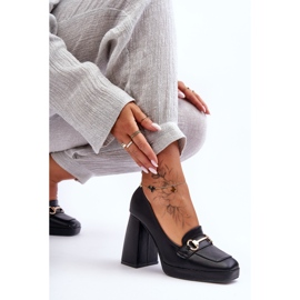 Divatos bőr szivattyúk Black Rouse fekete 2