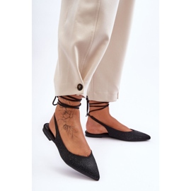 Fekete Jange szegecsekkel díszített, fűzős női balerinák 1 Fekete Jange szegecsekkel díszített, fűzős női balerinák 1