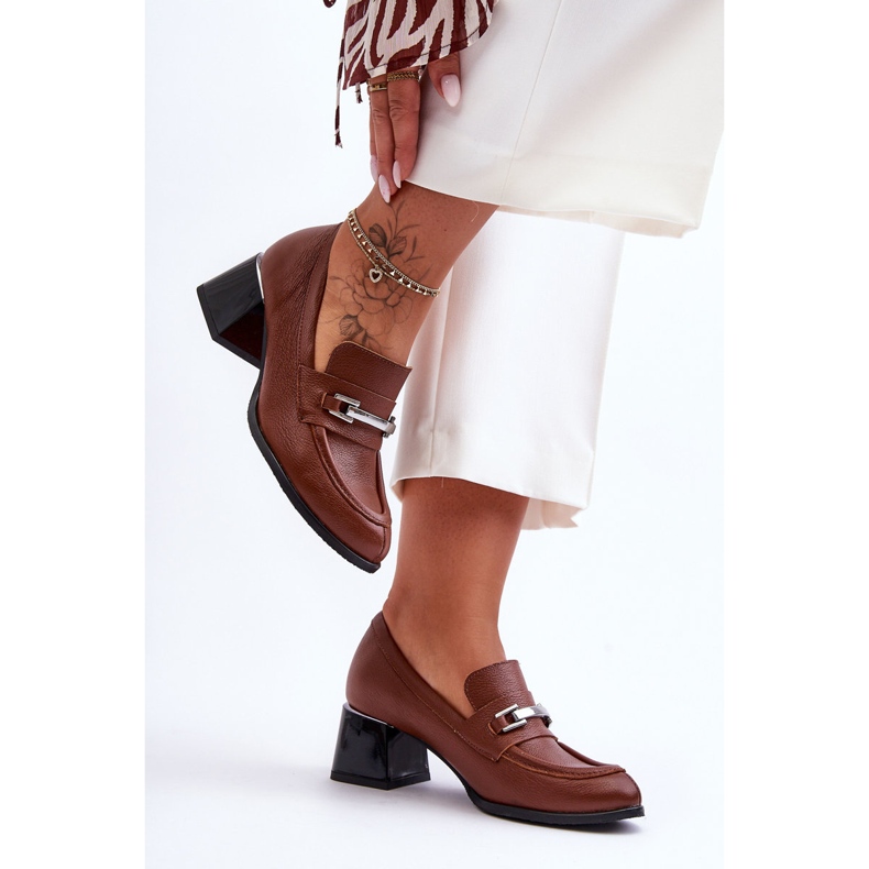 Lemar Kényelmes Damira barna bőr szivattyúk 1