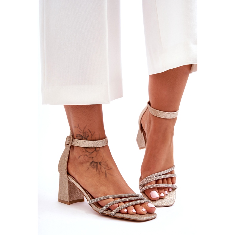 Fényes sarkú szandál Golden Enenor aranysárga 6